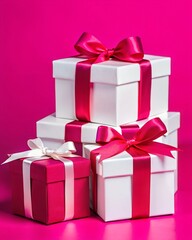 Fototapeta premium pink box with ribbon