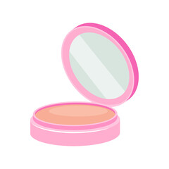 Pink compact powder for daily makeup isolated on white background.