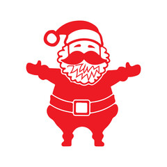 Santa christmas clip art design on plain white transparent isolated background for card, shirt, hoodie, sweatshirt, apparel, card, tag, mug, icon, poster or badge