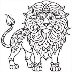 Fototapeta premium Lion Animal Mandala Coloring page