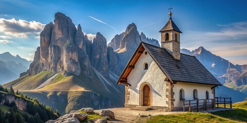 Chapel of St Zyprian in Italian Dolomites Extreme Close-Up