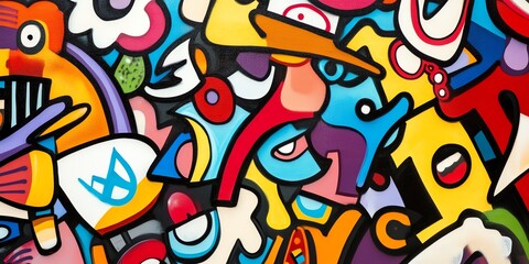 Naklejka premium Abstract city street painting