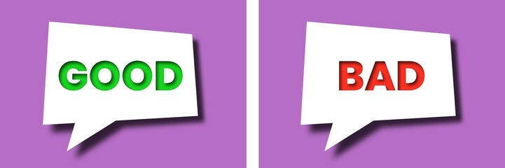 Good vs Bad Text Comparison in Speech Bubbles – Concept of Opinion, Feedback, and Communication Contrast