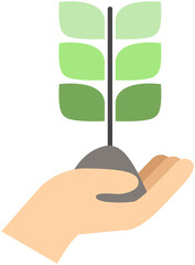 Plants icon. Hands Holding the Ground with Plants Growing on It