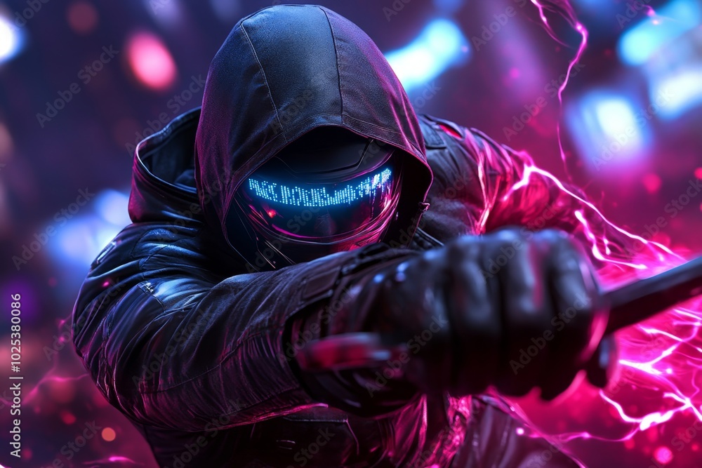 Aufkleber Ethical hackers are portrayed as cyber warriors in a futuristic realm, where glowing code weaves through the air, and their tools are magical devices defending networks