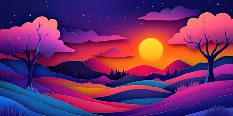 Vibrant evening sky with selective focus and shallow depth of field; perfect for background use, Vibrant evening sky with selective focus and shallow depth of field for background use