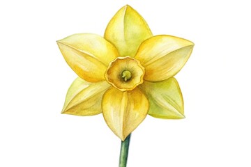 Chibi daffodil watercolor painting with vibrant colors isolated on white background © Sayfar