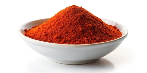 Chili powder in a bowl isolated on white background