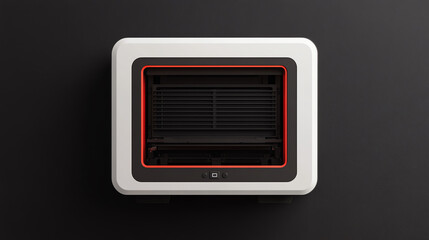 Modern electric heater with a sleek design on a black background, demonstrating advanced heating technology and home comfort.