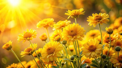 Obraz premium Bright yellow flowers in sunlight outdoors