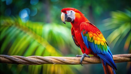 Obraz premium Brightly colored modern picture of a macaw on a branch