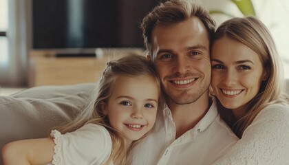 Weekend Fun And Bonding Together: A Playful Family Portrait In The Living Room For Support, Care, And Love On Father'S Day.
