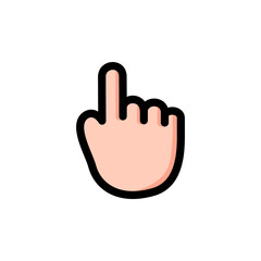 Finger hand clicking cursor icon. Tap hand gesture. Colored outline vector design isolated illustration.