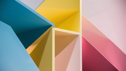 Fototapeta premium Simplicity Geometric Design Set Clean Lines and Colorful Forms In Blue Yellow Pink, Gradient