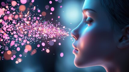 Surreal Portrait Defying Gravity with Neon Colors