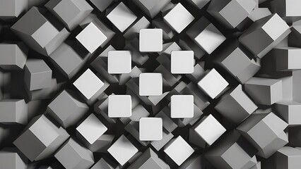 Vector Abstract geometric shape from gray cubes. White squares