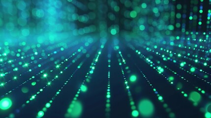 Abstract Green Lights Blurred Background