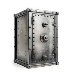 Security metal safe isolated on white background