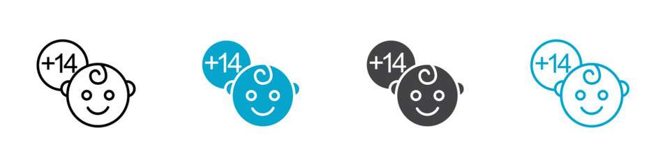 14 plus icon Symbol in outline style