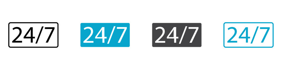 24 7 available icon Symbol in outline style