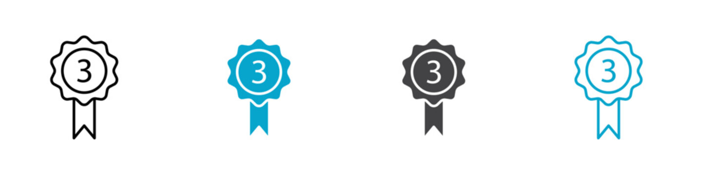 3rd position bedge icon Symbol in outline style