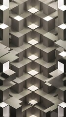 Vector Abstract geometric shape from gray cubes. White squares