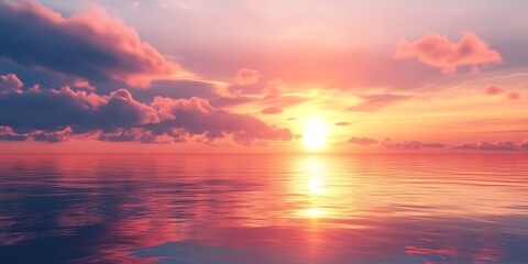 Beautiful sunset over the sea. Colorful sky with clouds.