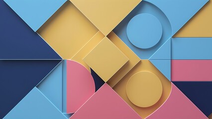 Fototapeta premium Simplicity Geometric Design Set Clean Lines and Colorful Forms In Blue Yellow Pink, Gradient