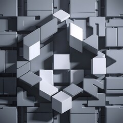 Obraz premium Vector Abstract geometric shape from gray cubes. White squares