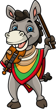 recommend clip art: Mexican donkey playing violin and wearing a sombrero Mexican hat