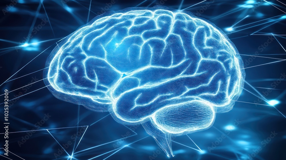 Aufkleber a digital representation of a human brain with interconnecting lines