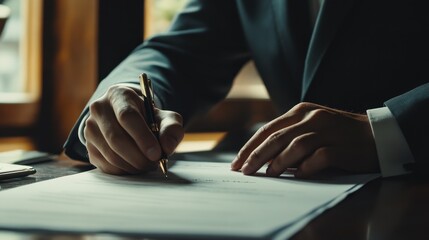 A Close-up of a Hand Signing a Document with a Pen