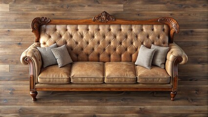 Classic wooden sofa with plush cushions for ultimate comfort