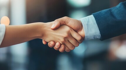 Close-up of Two Hands Shaking in a Business Deal