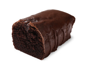 Tasty chocolate sponge cake isolated on white