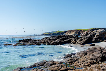 coastline with rocky cliffs