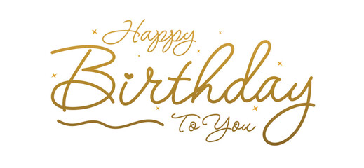 golden happy birthday text typography.