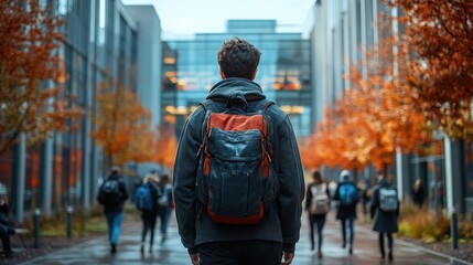Obraz premium Student Walking Through Campus