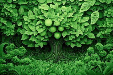 Green cuttings of an apple tree in a cleft grafting process, showcasing vibrant growing leaves and young twigs Close-up view