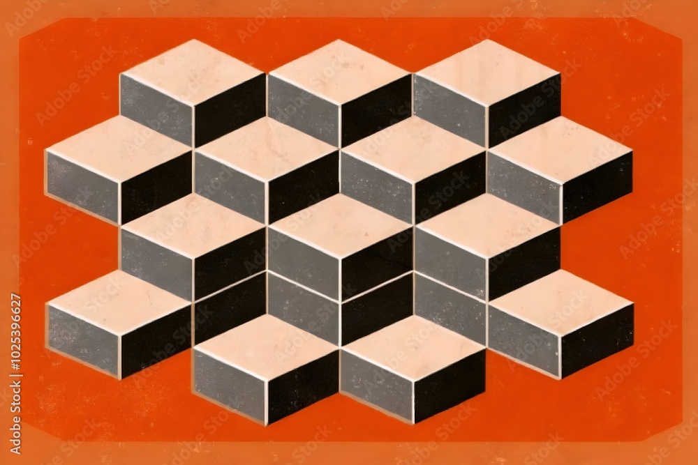 Poster geometric abstract design cubes pattern depth perspective shapes