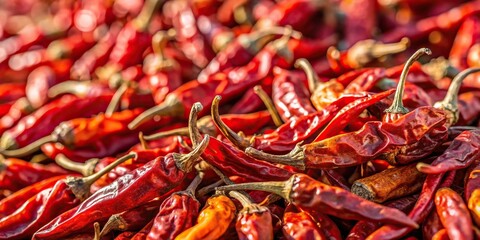 Close up view of dried and red peppers drying in the sun