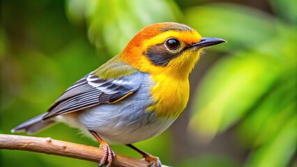 Naklejka premium Close-Up Arrow headed Warbler Dendroica phareta, Jamaican endemic species