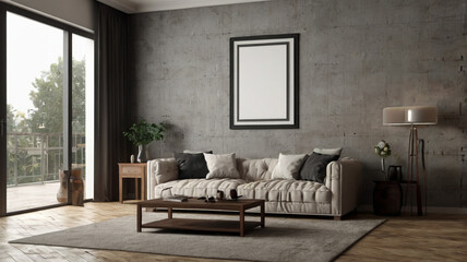 Modern living room interior 3d render. Living room interior design.