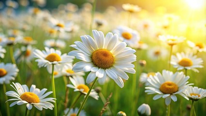Close-Up blooming chamomile on a meadow pharmacy the common white daisy