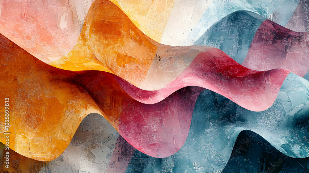 Aufkleber abstract background with colorful flowing waves and grunge texture