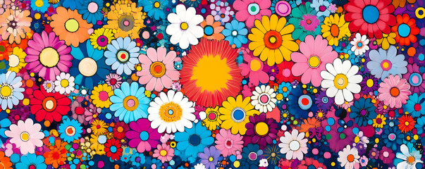 Vibrant Colorful Flowers Form A Stunning Floral Background