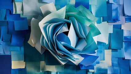 Obraz premium Abstract background with paper sheets in blue tones