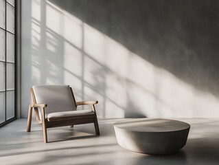 Minimalist Interior Design with Sunlight Streaming Through Window.