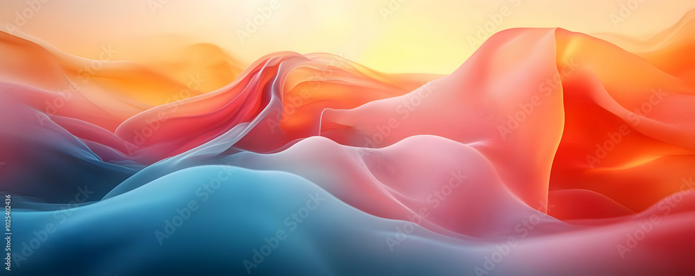 Poster abstract background with colorful wavy shapes in soft pastel tones.