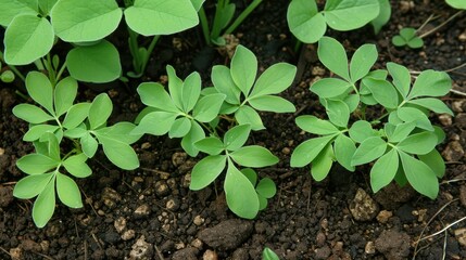 Green Seedlings Growing in Rich Soil